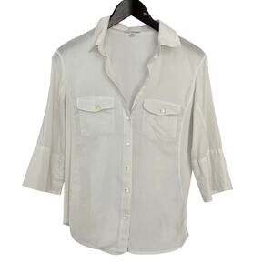 James Perse Sheer Slub Side Panel Supima Cotton Shirt White Size 4 XL